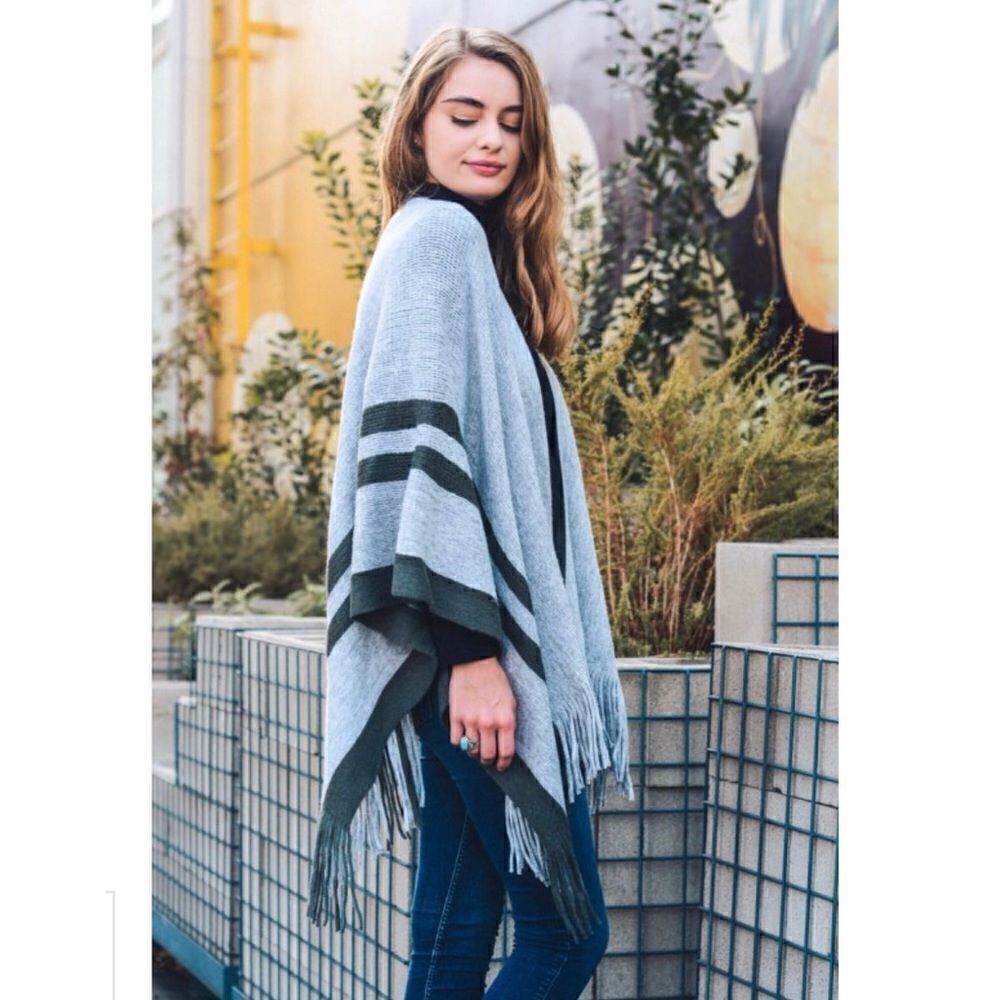 Light Grey poncho ruana